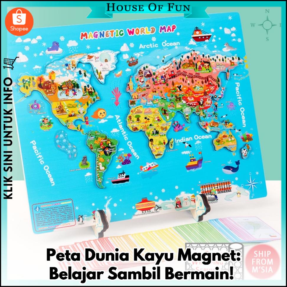 Peta Dunia Kayu Magnet: Belajar Sambil Bermain!