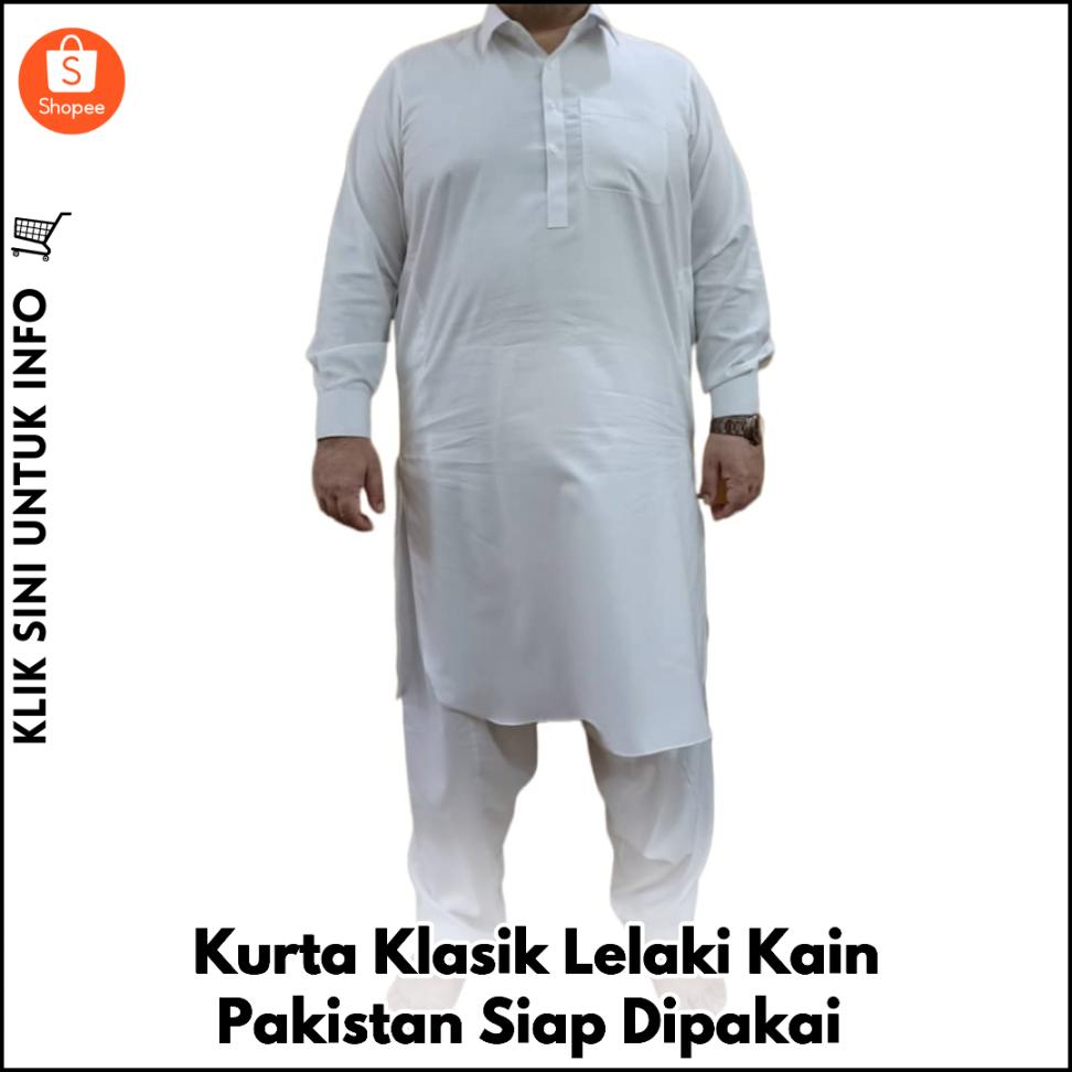 Kurta Klasik Lelaki Kain Pakistan Siap Dipakai