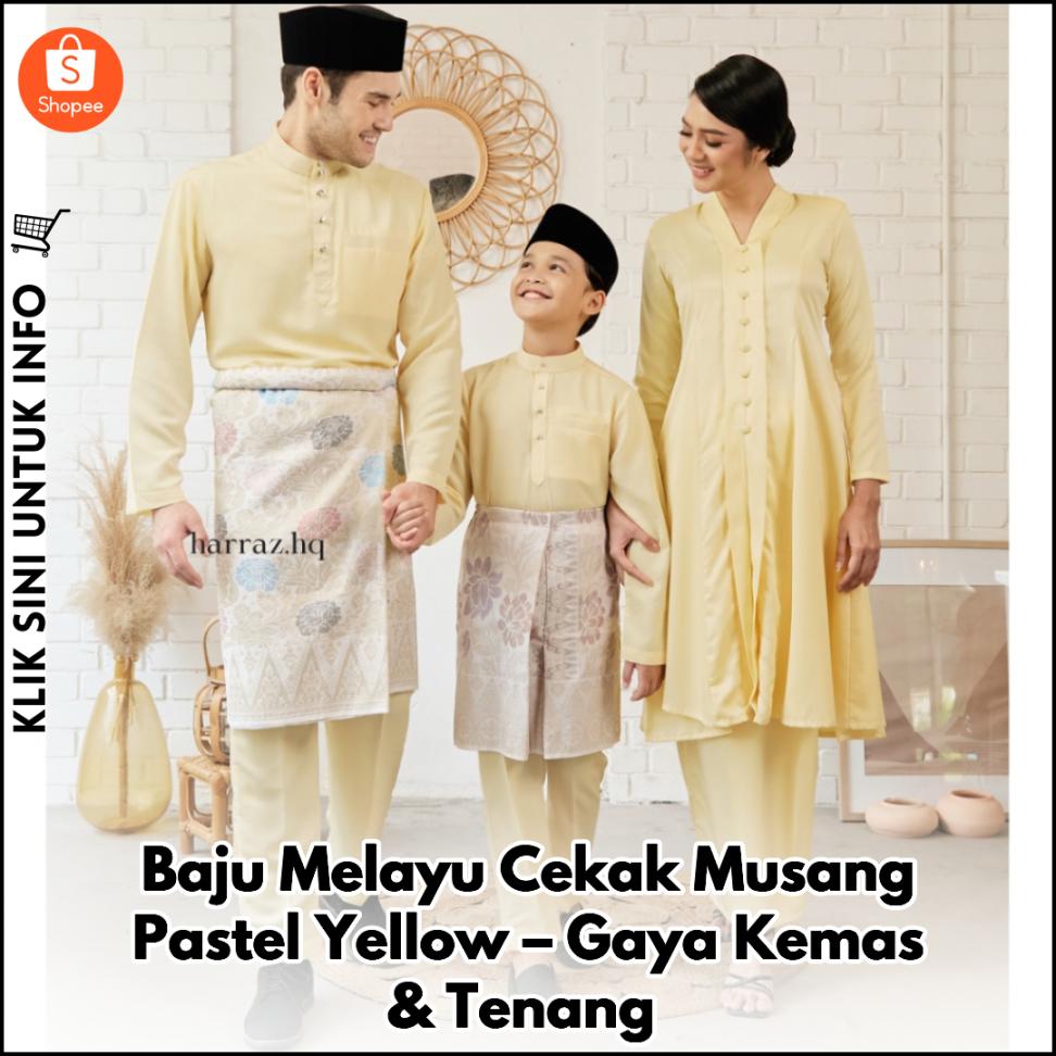 Baju Melayu Cekak Musang Pastel Yellow – Gaya Kemas & Tenang