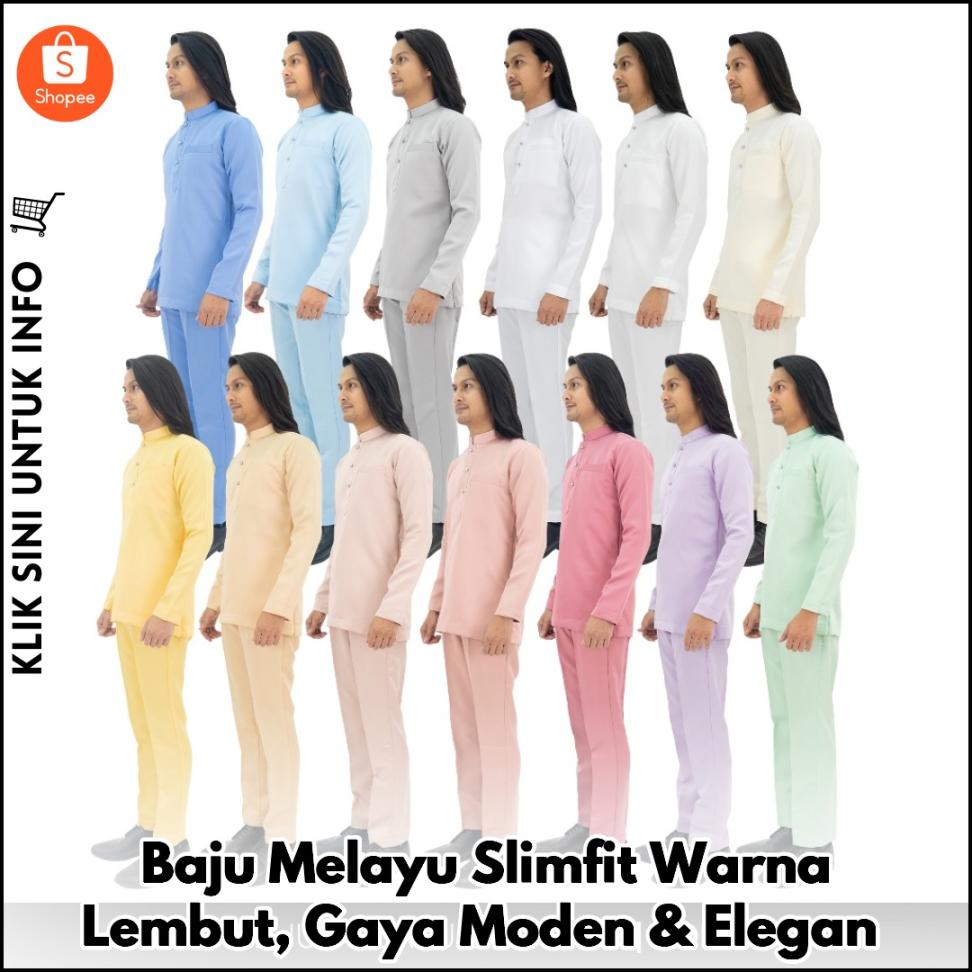 Baju Melayu Slimfit Warna Lembut, Gaya Moden & Elegan