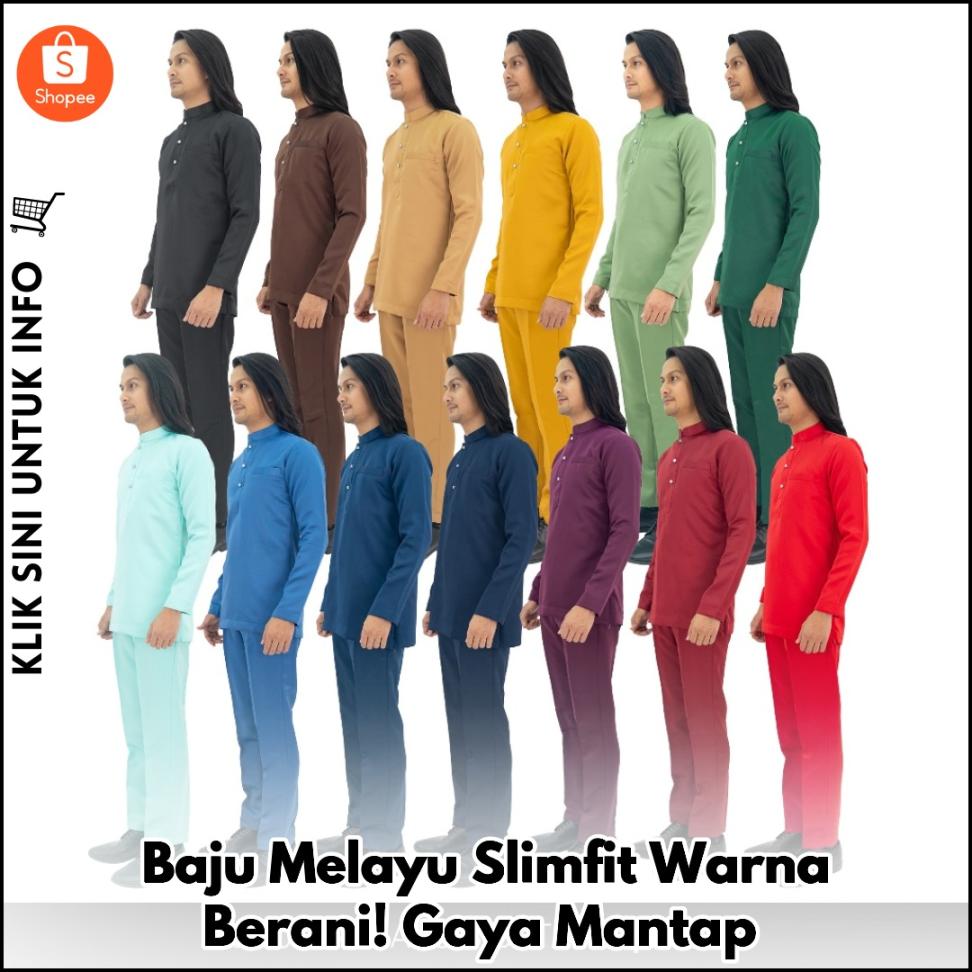 Baju Melayu Slimfit Warna Berani! Gaya Mantap