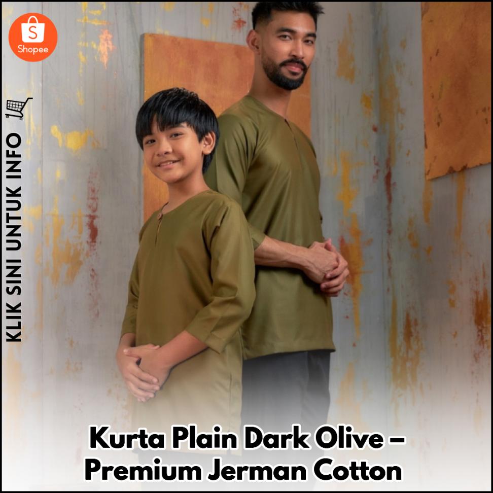 Kurta Plain Dark Olive – Premium Jerman Cotton