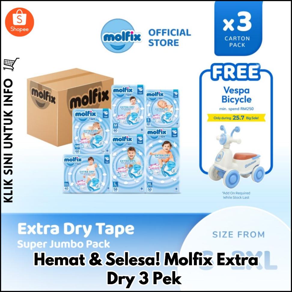Hemat & Selesa! Molfix Extra Dry 3 Pek