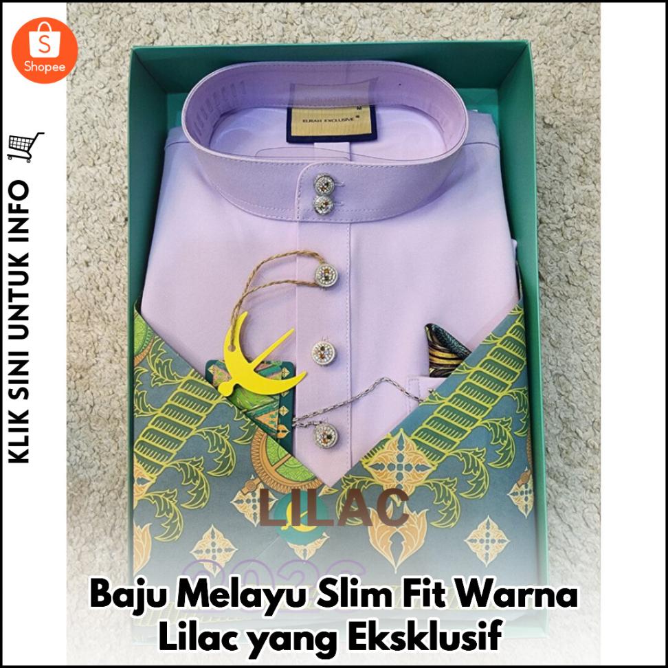 Baju Melayu Slim Fit Warna Lilac yang Eksklusif