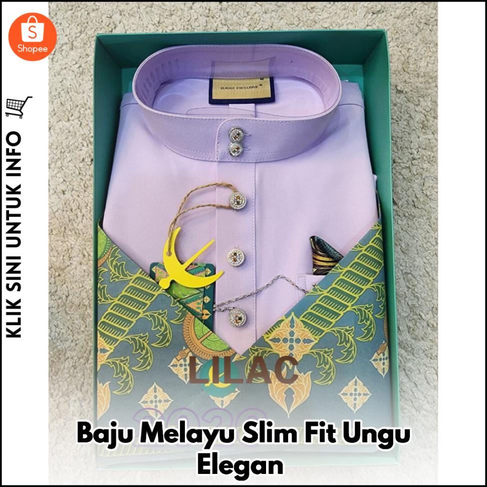 Baju Melayu Slim Fit Ungu Elegan
