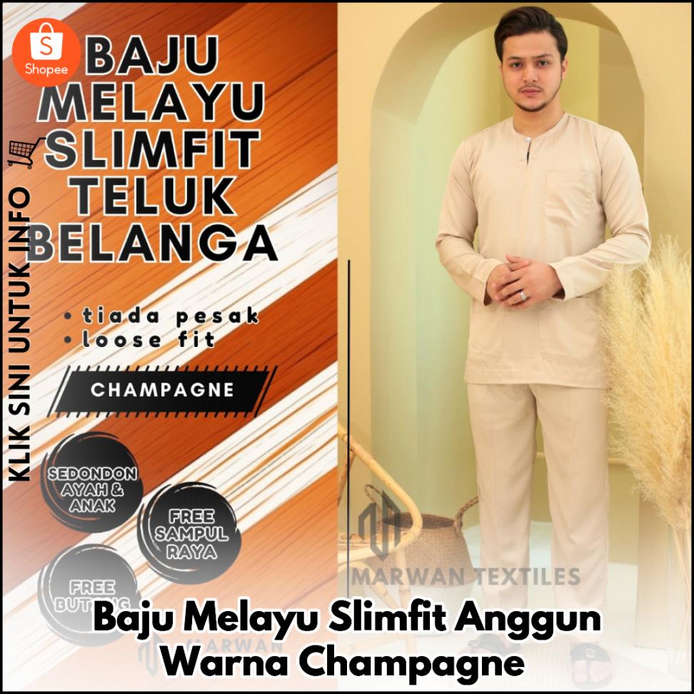 Baju Melayu Slimfit Anggun Warna Champagne