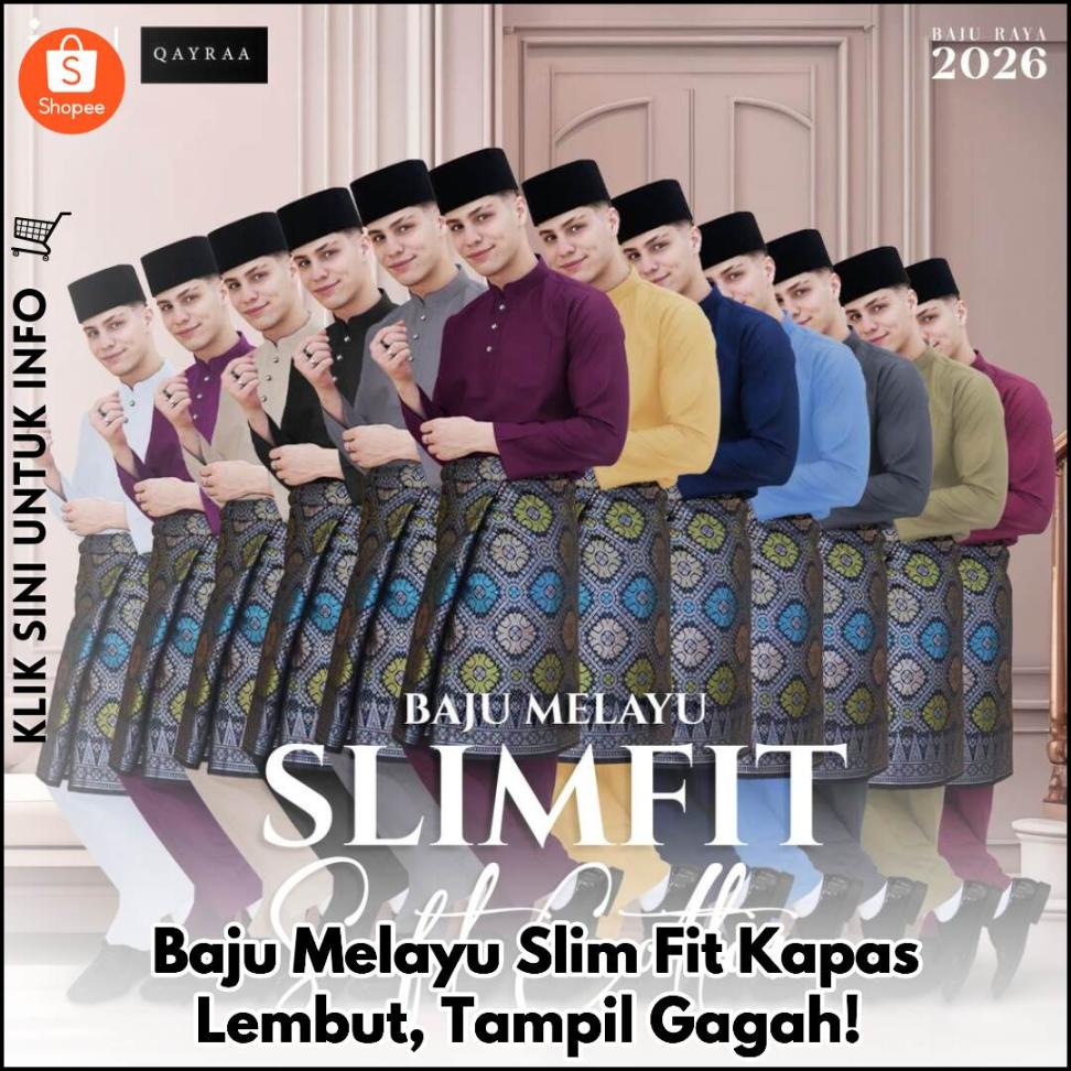 Baju Melayu Slim Fit Kapas Lembut, Tampil Gagah!