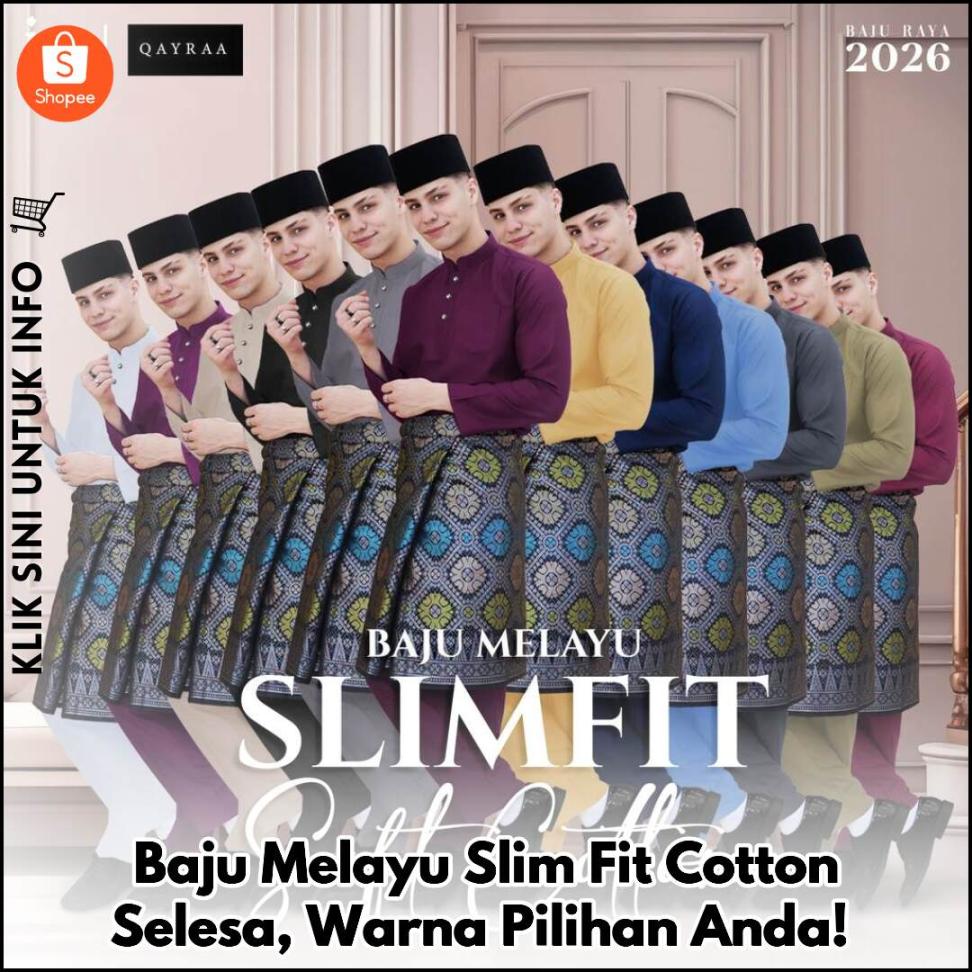 Baju Melayu Slim Fit Cotton Selesa, Warna Pilihan Anda!