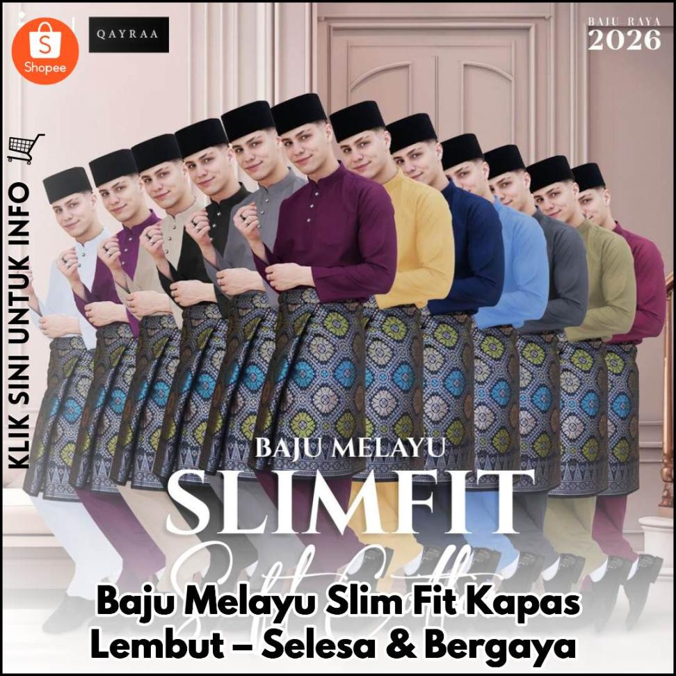 Baju Melayu Slim Fit Kapas Lembut – Selesa & Bergaya