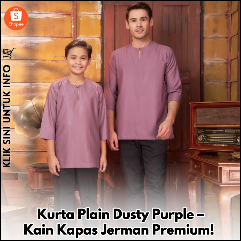 Kurta Plain Dusty Purple – Kain Kapas Jerman Premium!