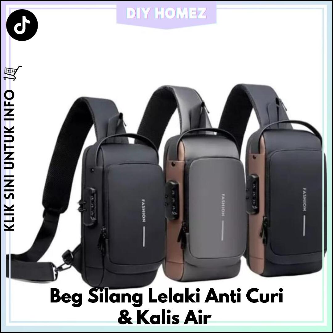 Beg Silang Lelaki Anti Curi & Kalis Air