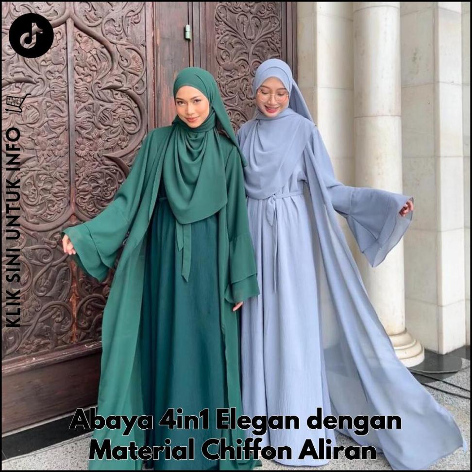 Abaya 4in1 Elegan dengan Material Chiffon Aliran