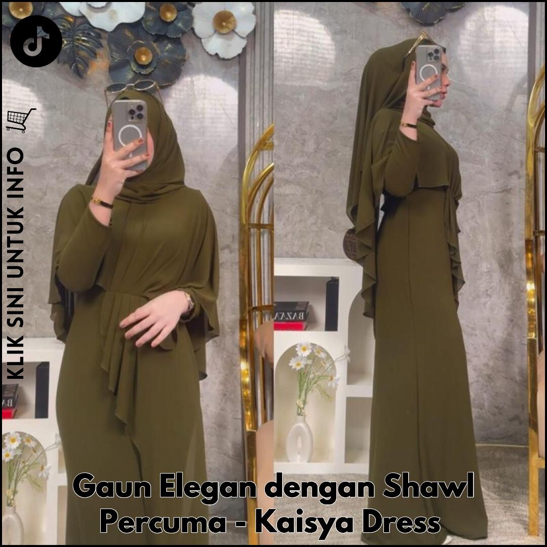 Gaun Elegan dengan Shawl Percuma - Kaisya Dress