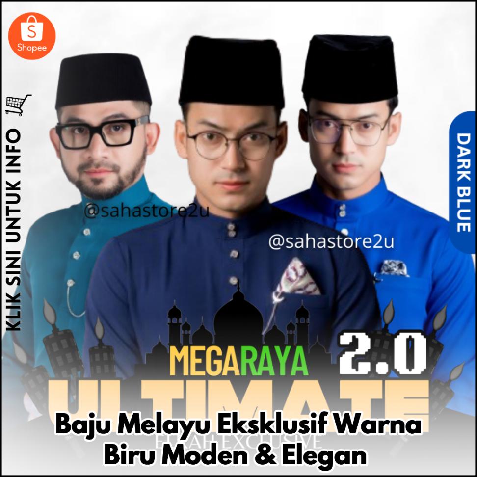 Baju Melayu Eksklusif Warna Biru Moden & Elegan