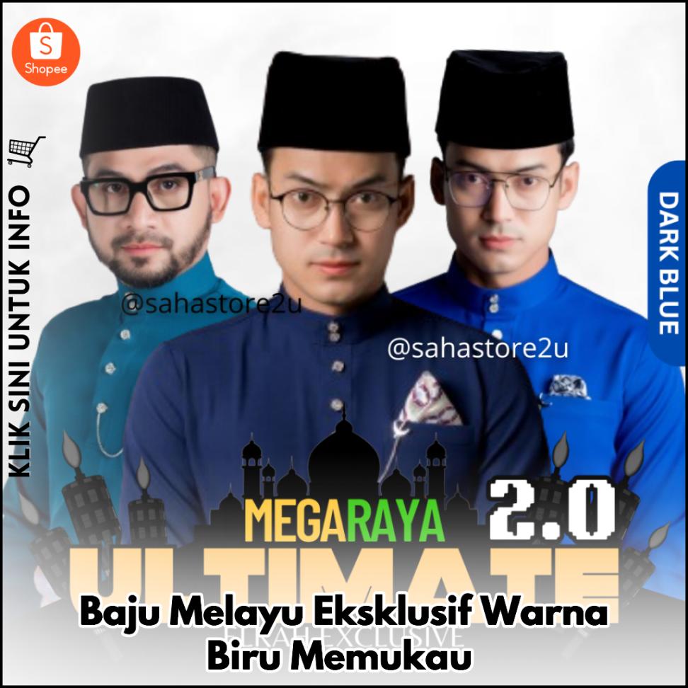 Baju Melayu Eksklusif Warna Biru Moden & Elegan