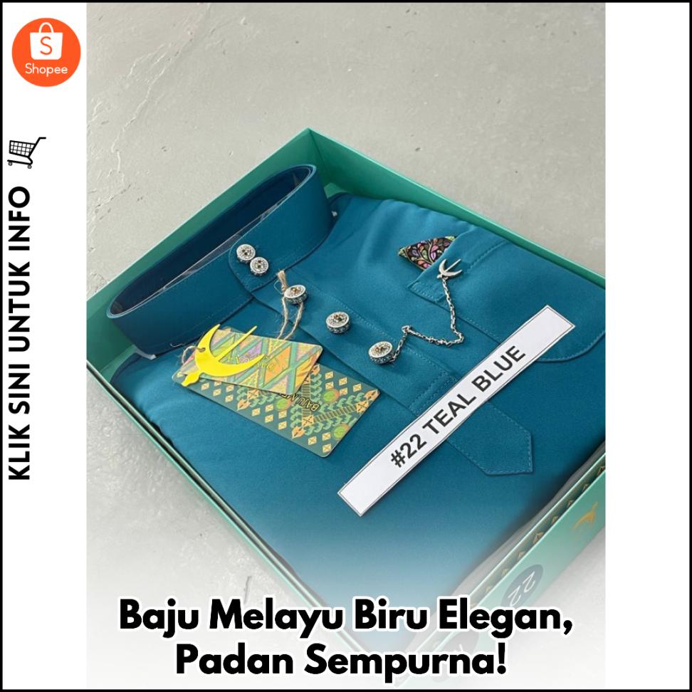 Baju Melayu Biru Elegan, Padan Sempurna!