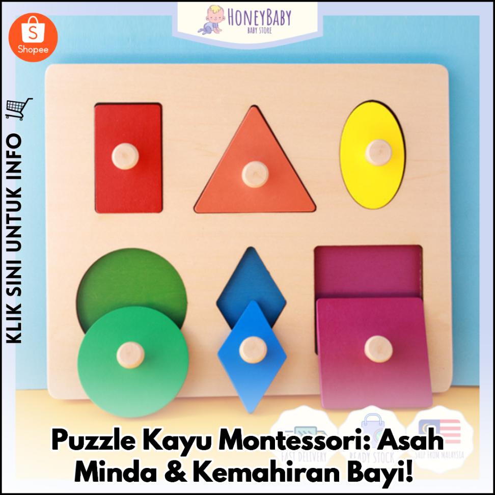 Puzzle Kayu Montessori: Asah Minda & Kemahiran Bayi!