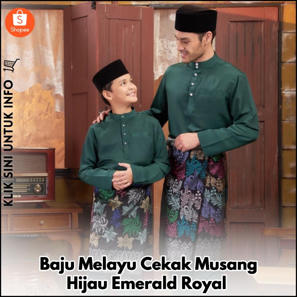 Baju Melayu Cekak Musang Hijau Emerald Royal