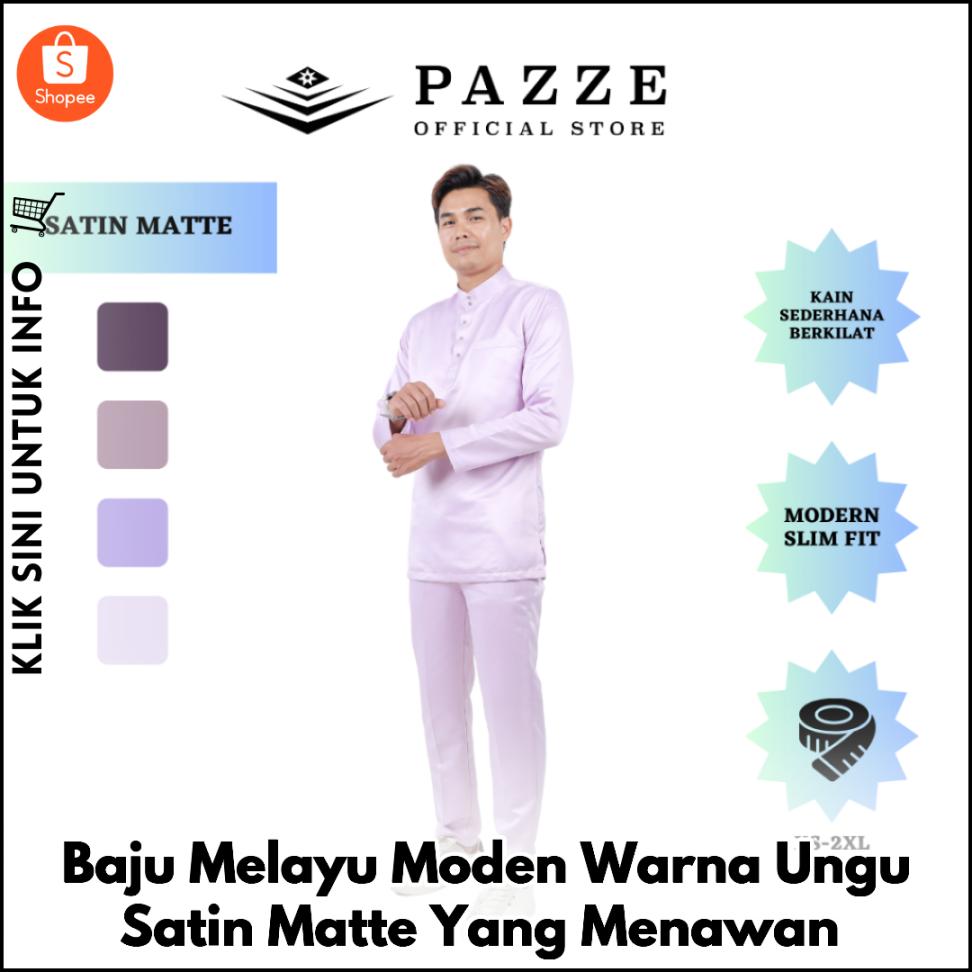 Baju Melayu Moden Warna Ungu Satin Matte Yang Menawan