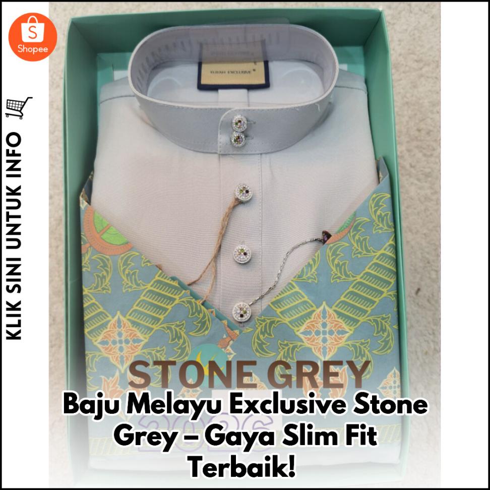 Baju Melayu Exclusive Stone Grey – Gaya Slim Fit Terbaik!