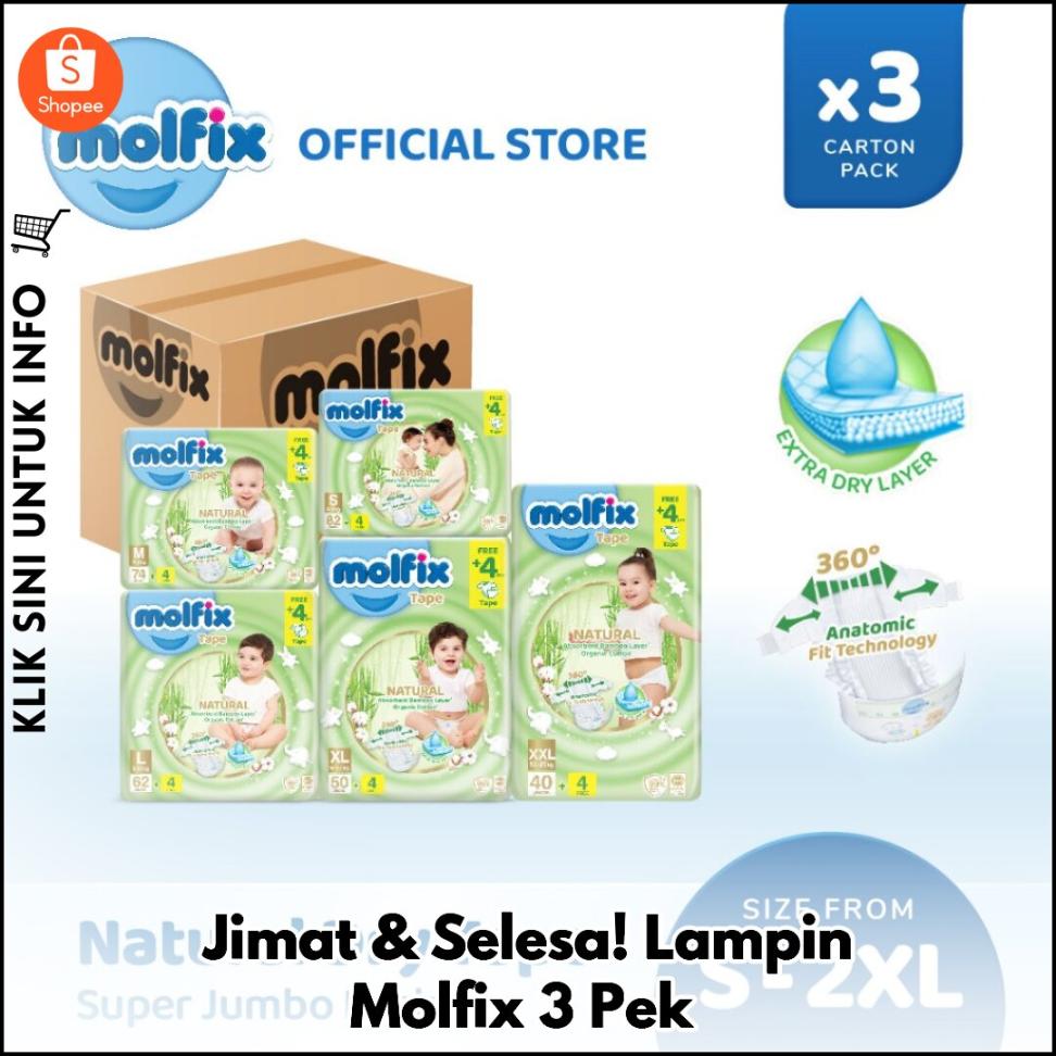 Jimat & Selesa! Lampin Molfix 3 Pek