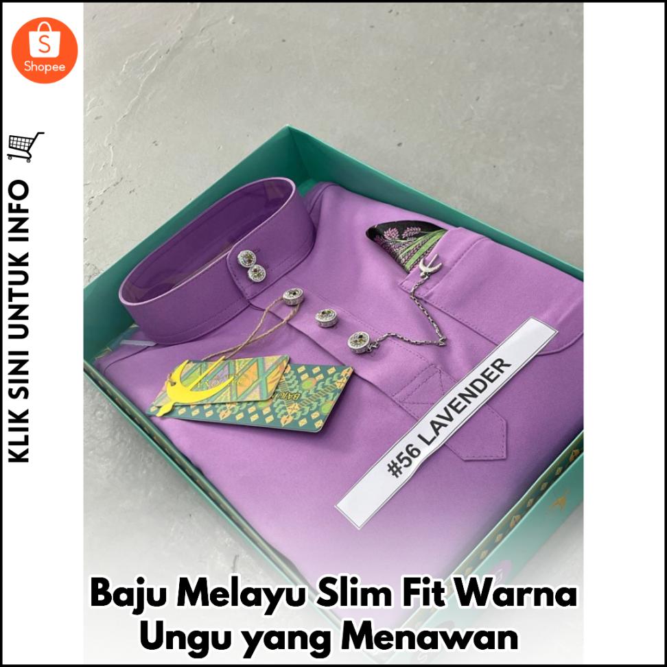Baju Melayu Slim Fit Warna Ungu yang Menawan