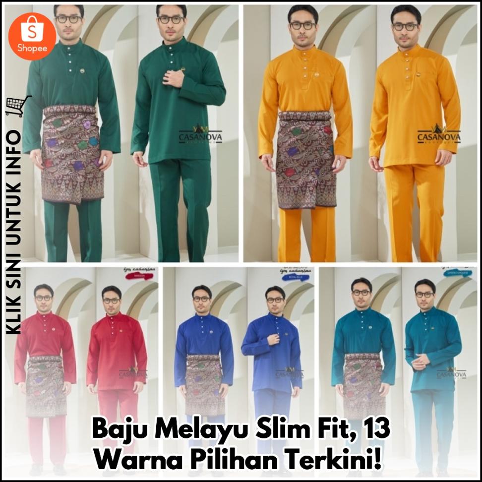 Baju Melayu Slim Fit, 13 Warna Pilihan Terkini!