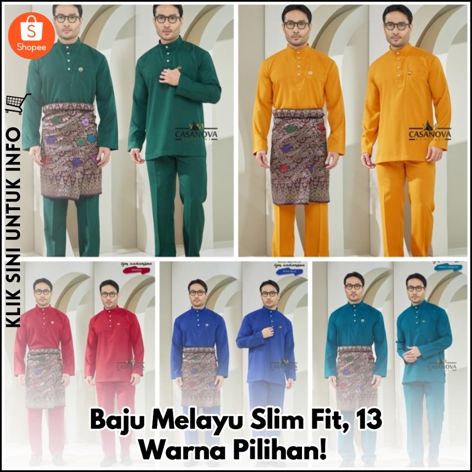 Baju Melayu Slim Fit, 13 Warna Pilihan!