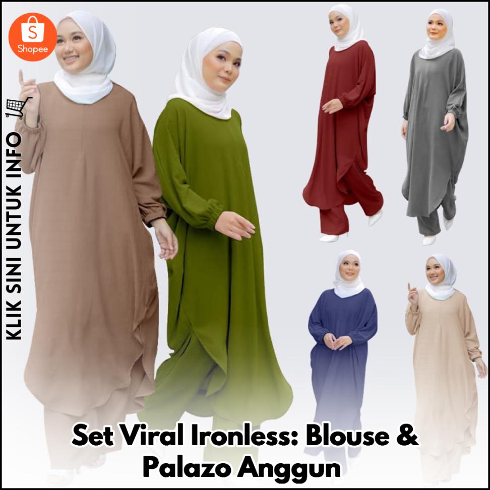 Set Viral Ironless: Blouse & Palazo Anggun