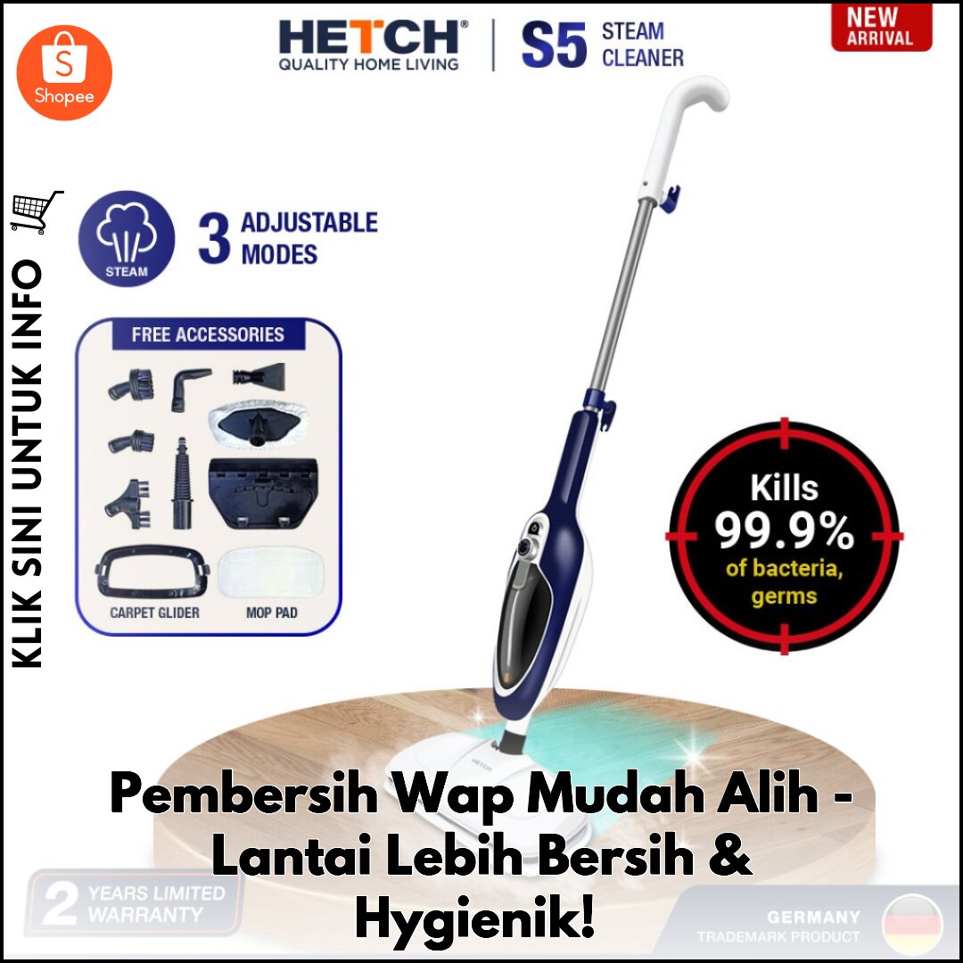 Pembersih Wap Mudah Alih - Lantai Lebih Bersih & Hygienik!