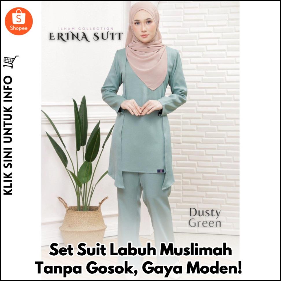 Set Suit Labuh Muslimah Tanpa Gosok, Gaya Moden!