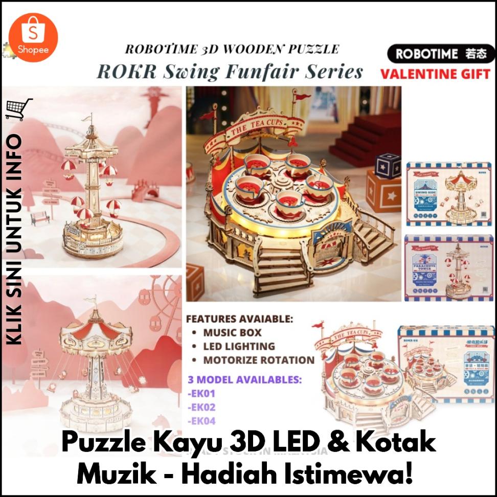 Puzzle Kayu 3D LED & Kotak Muzik - Hadiah Istimewa!