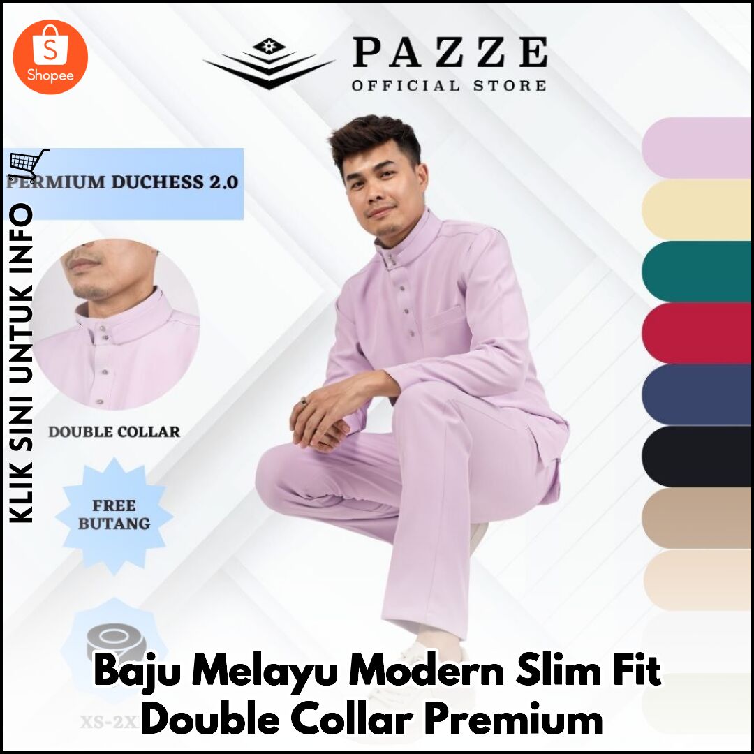 Baju Melayu Modern Slim Fit Double Collar Premium