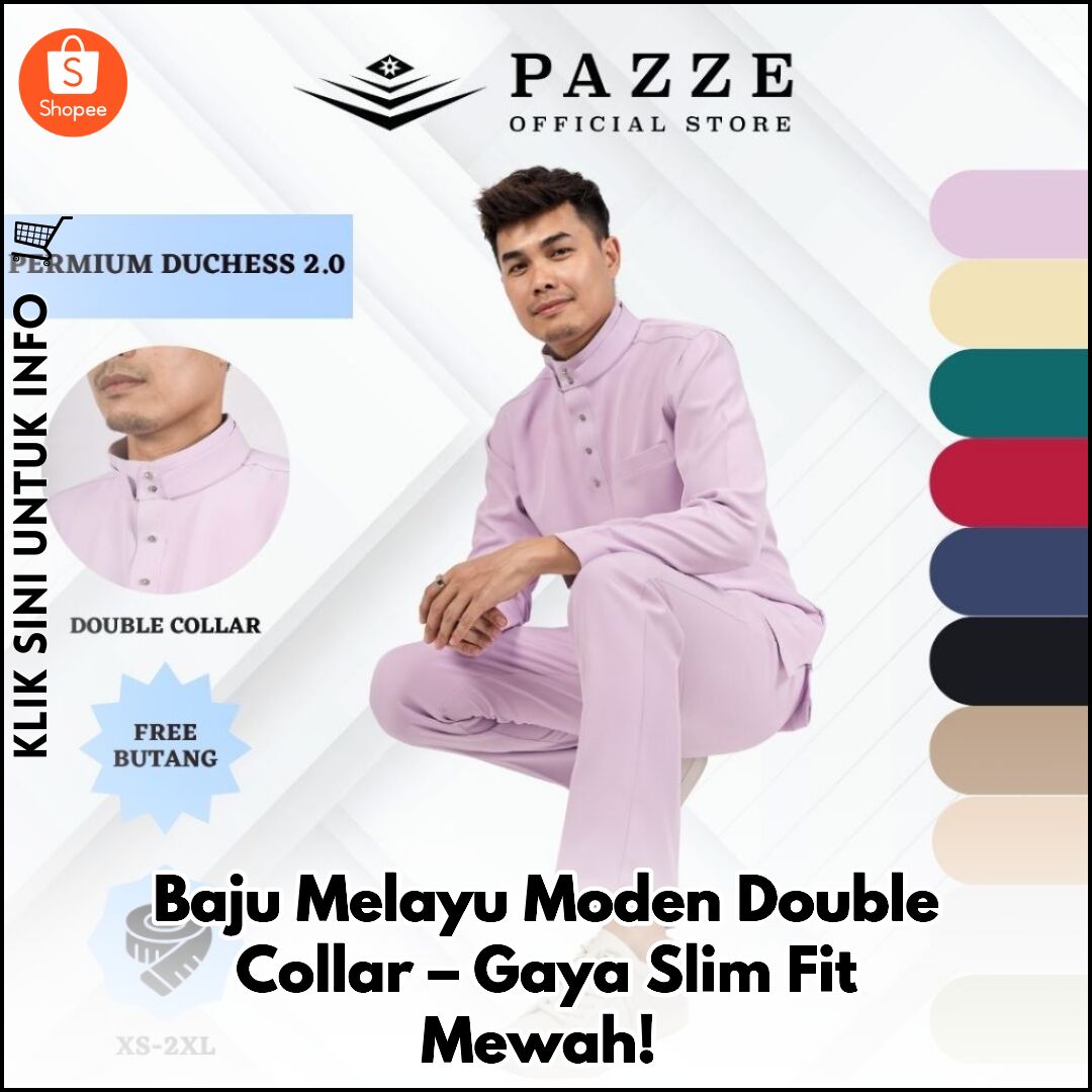 Baju Melayu Moden Double Collar – Gaya Slim Fit Mewah!