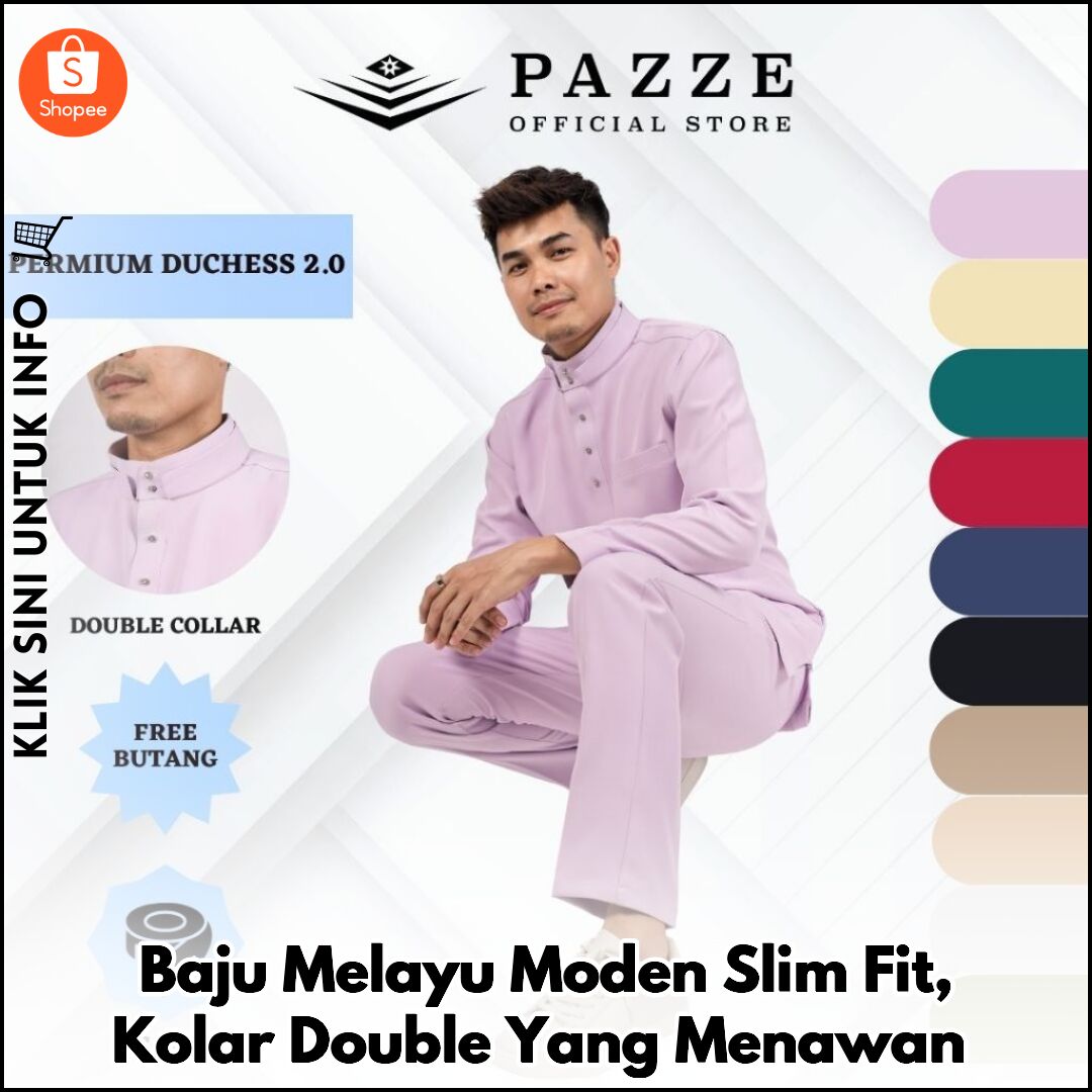 Baju Melayu Moden Slim Fit, Kolar Double Yang Menawan