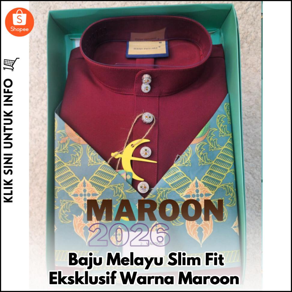 Baju Melayu Slim Fit Eksklusif Warna Maroon