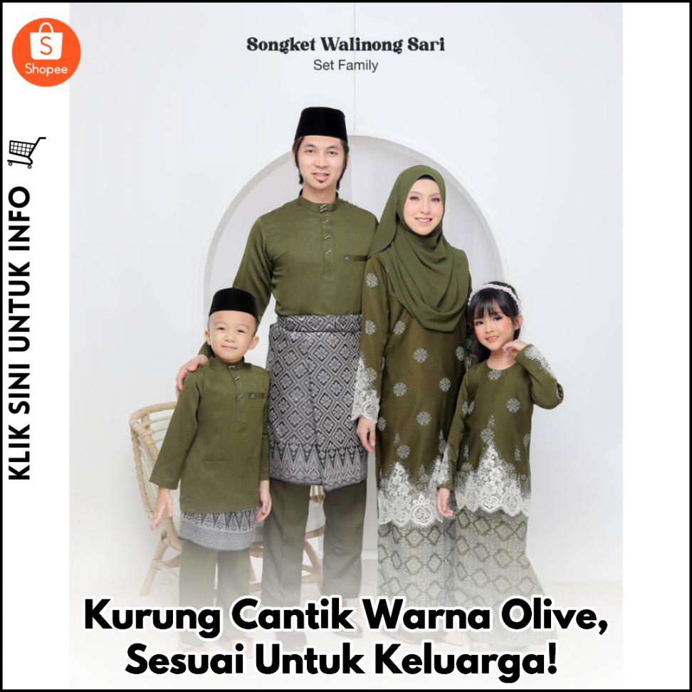Kurung Cantik Warna Olive, Sesuai Untuk Keluarga!