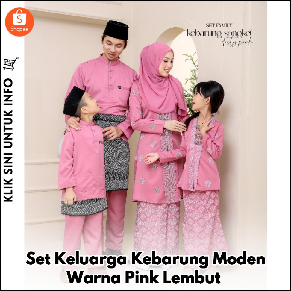 Set Keluarga Kebarung Moden Warna Pink Lembut