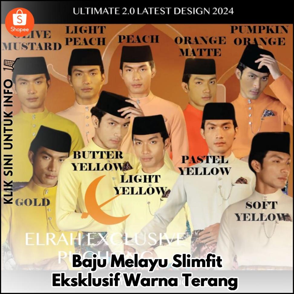 Baju Melayu Slimfit Eksklusif Warna Terang