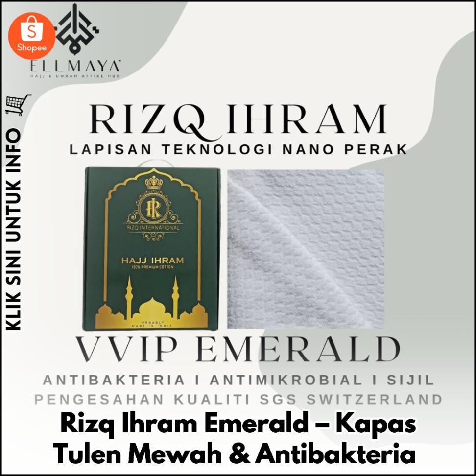 Rizq Ihram Emerald – Kapas Tulen Mewah & Antibakteria
