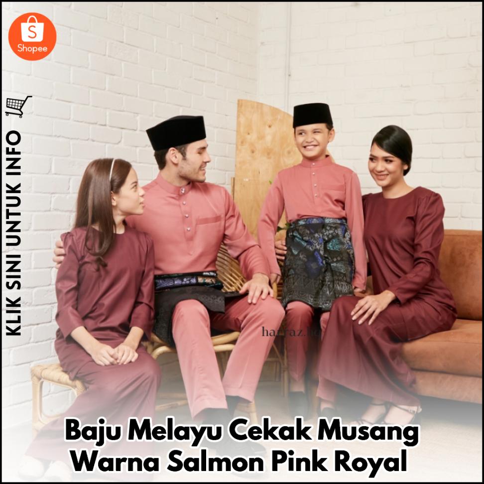 Baju Melayu Cekak Musang Warna Salmon Pink Royal