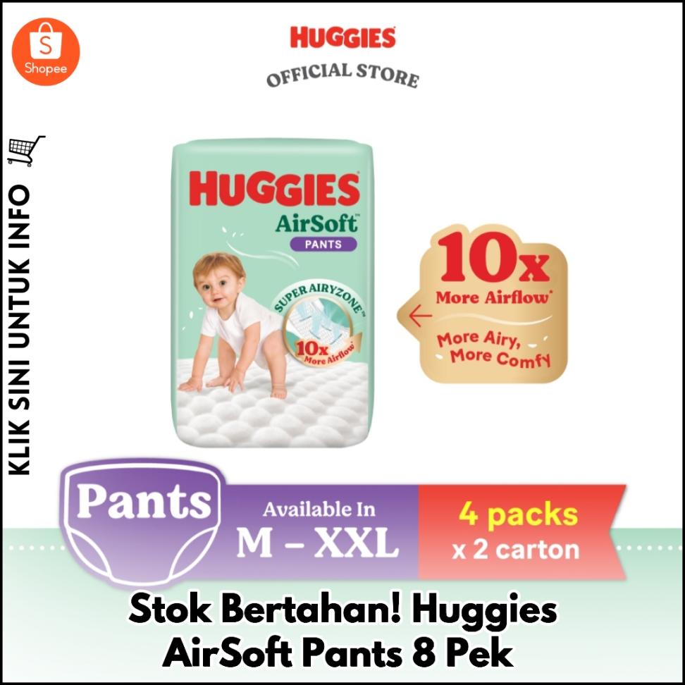 Stok Bertahan! Huggies AirSoft Pants 8 Pek