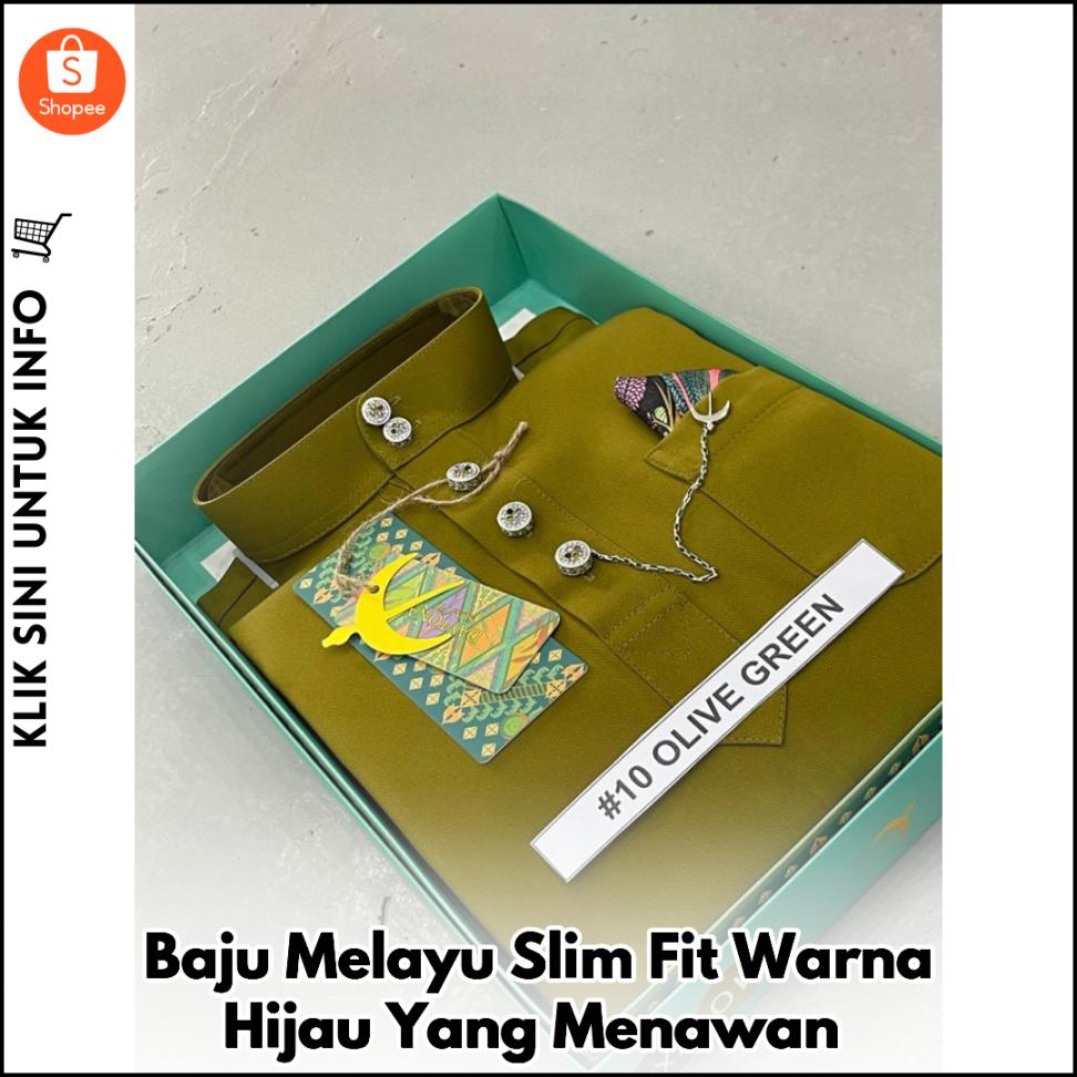 Baju Melayu Slim Fit Warna Hijau Yang Menawan