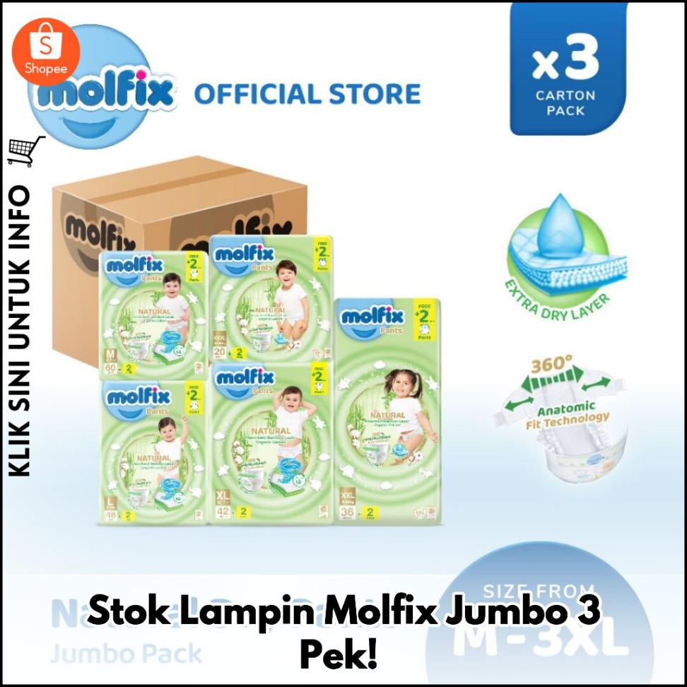 Stok Lampin Molfix Jumbo 3 Pek!