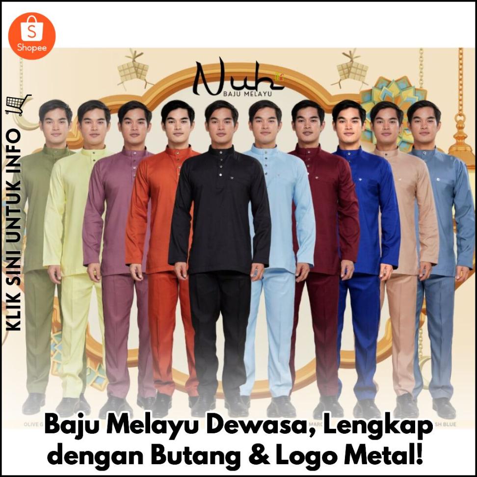 Baju Melayu Dewasa, Lengkap dengan Butang & Logo Metal!
