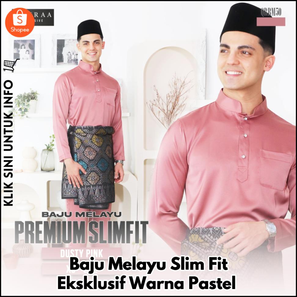 Baju Melayu Slim Fit Eksklusif Warna Pastel