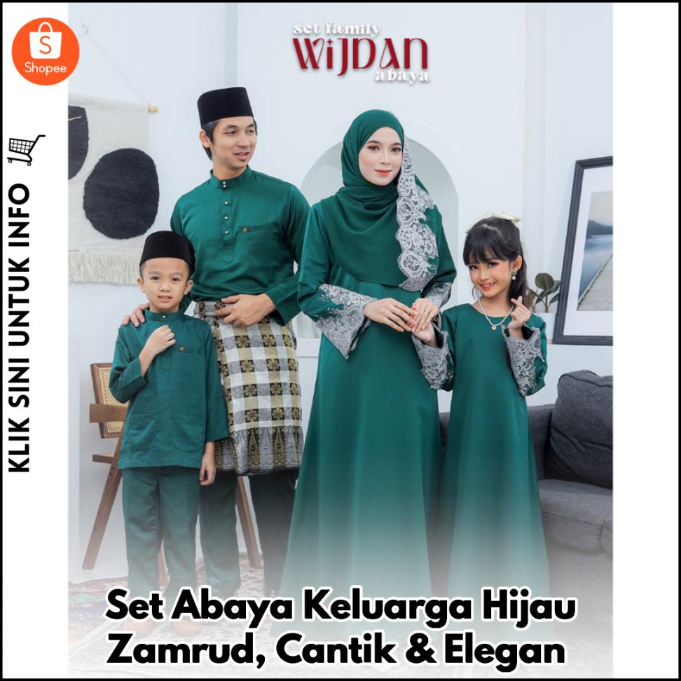 Set Abaya Keluarga Hijau Zamrud, Cantik & Elegan