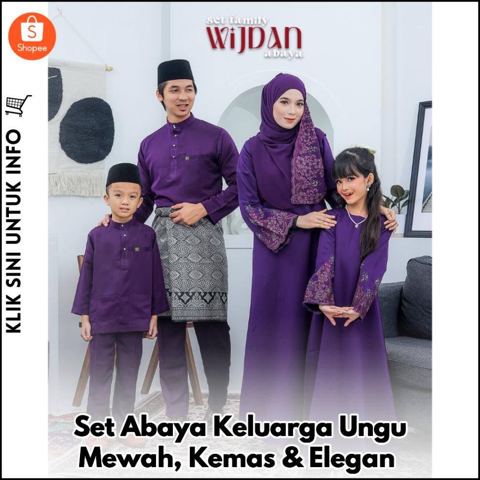 Set Abaya Keluarga Ungu Mewah, Kemas & Elegan