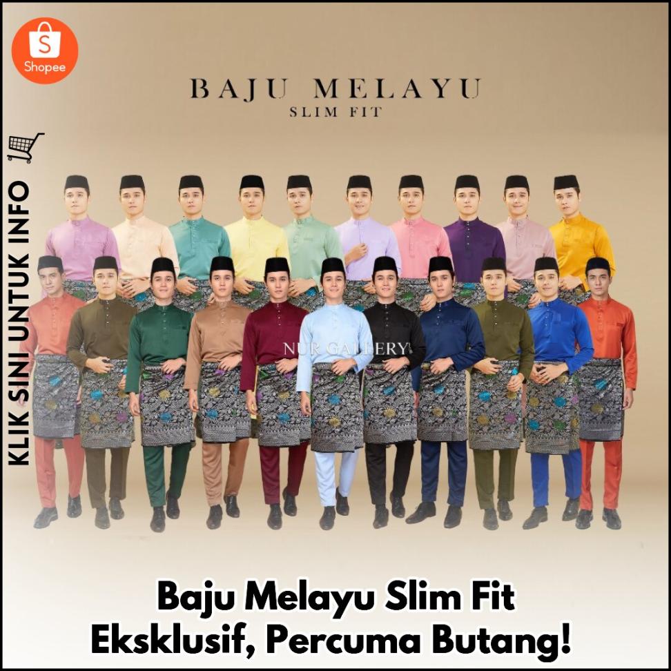 Baju Melayu Slim Fit Eksklusif, Percuma Butang!