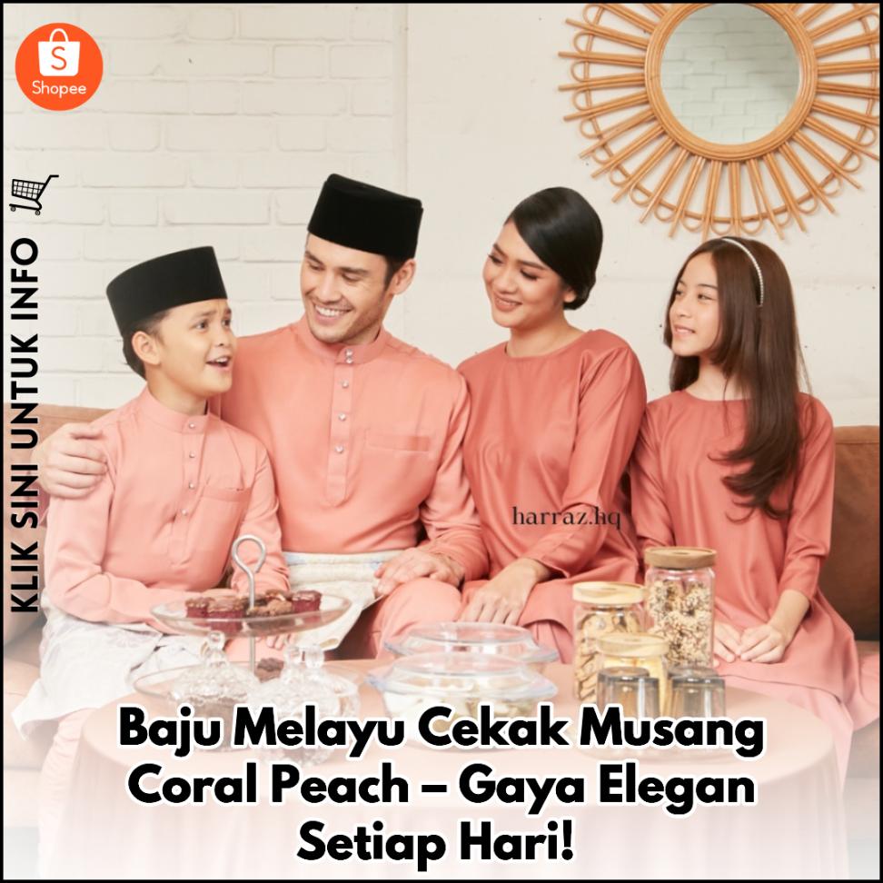 Baju Melayu Cekak Musang Coral Peach – Gaya Elegan Setiap Hari!